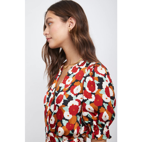 Rails Floral Midi Dress - Red, Black, White - Picture 3 of 11